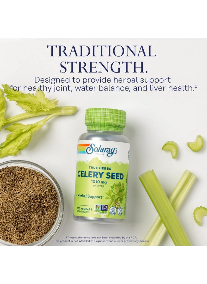 Solaray Celery Seed 1010 mg, Traditional Liver, Water Balance, and Joint Support, Whole Celery Seeds with Phytochemicals and Flavonoids, Vegan, Lab Verified, 60-Day Money-Back Guarantee, 50 Servings, 100 VegCaps