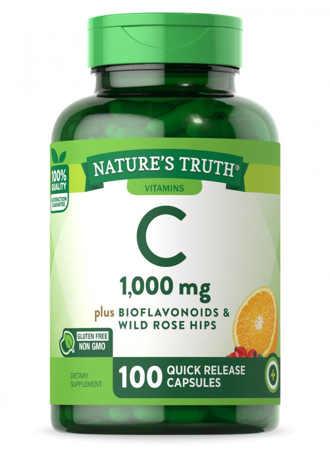 Nature's Truth Vitamin C with Bioflavonoids & Rose Hips, Capsules, 1,000 mg, 100 Count