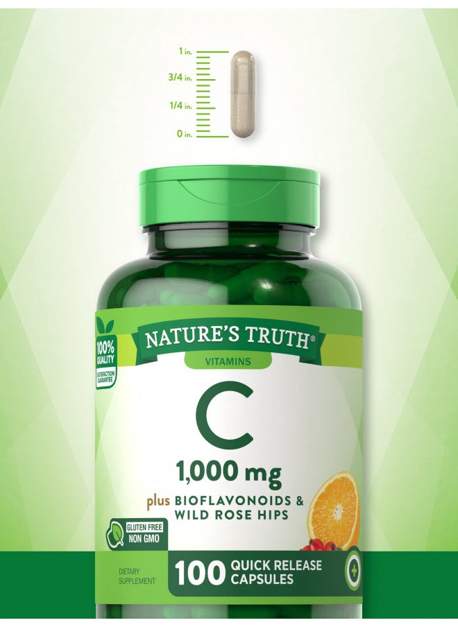 Nature's Truth Vitamin C with Bioflavonoids & Rose Hips, Capsules, 1,000 mg, 100 Count