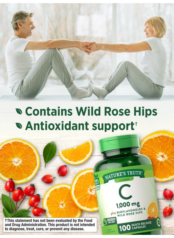 Nature's Truth Vitamin C with Bioflavonoids & Rose Hips, Capsules, 1,000 mg, 100 Count