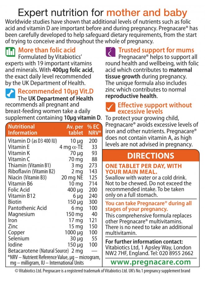 Vitabiotics - Pregnacare - Original - 30 Tablets