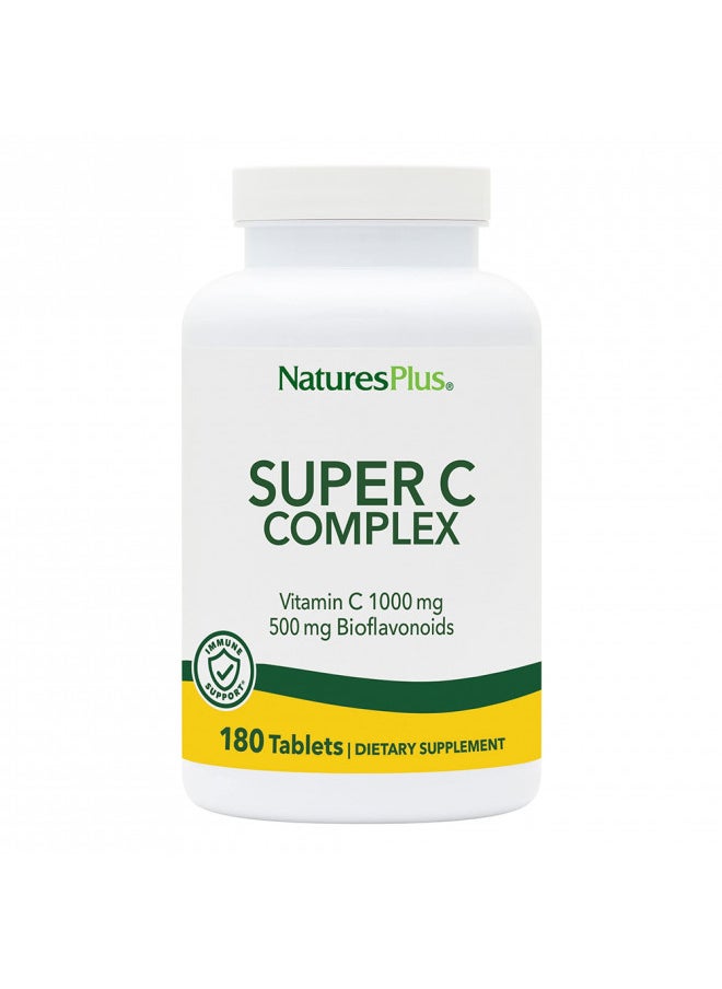 NaturesPlus Super C Complex - 1000 mg, 180 Vegetarian Tablets - High Potency Vitamin C - Fast Acting - Gluten-Free - 180 Servings