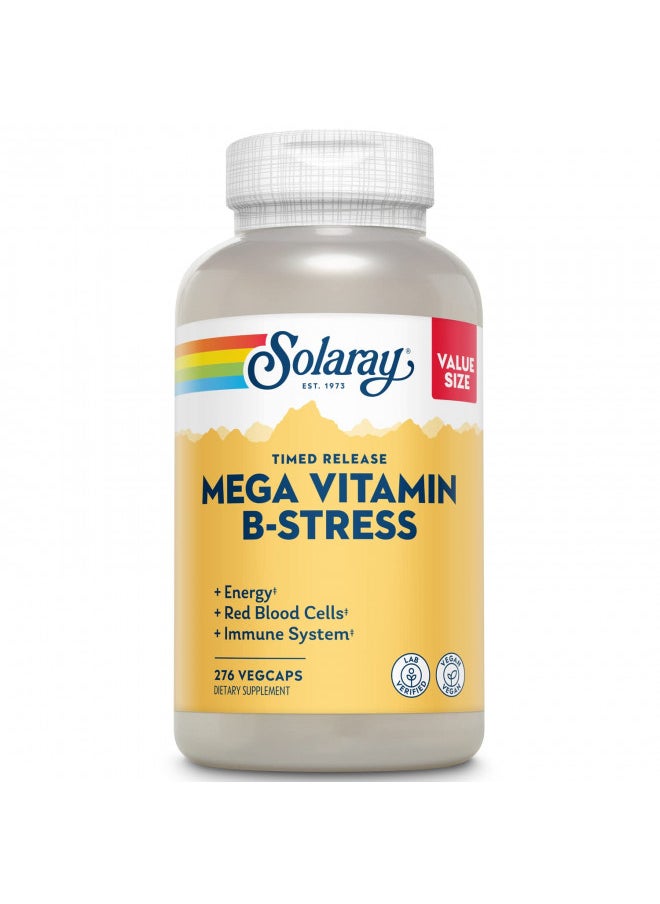 SOLARAY Mega Vitamin B-Stress, Two-Stage Timed-Release | Specially Formulated w/B Complex Vitamins for Stress Support | Non-GMO | Vegan (120 CT) (276 CT)