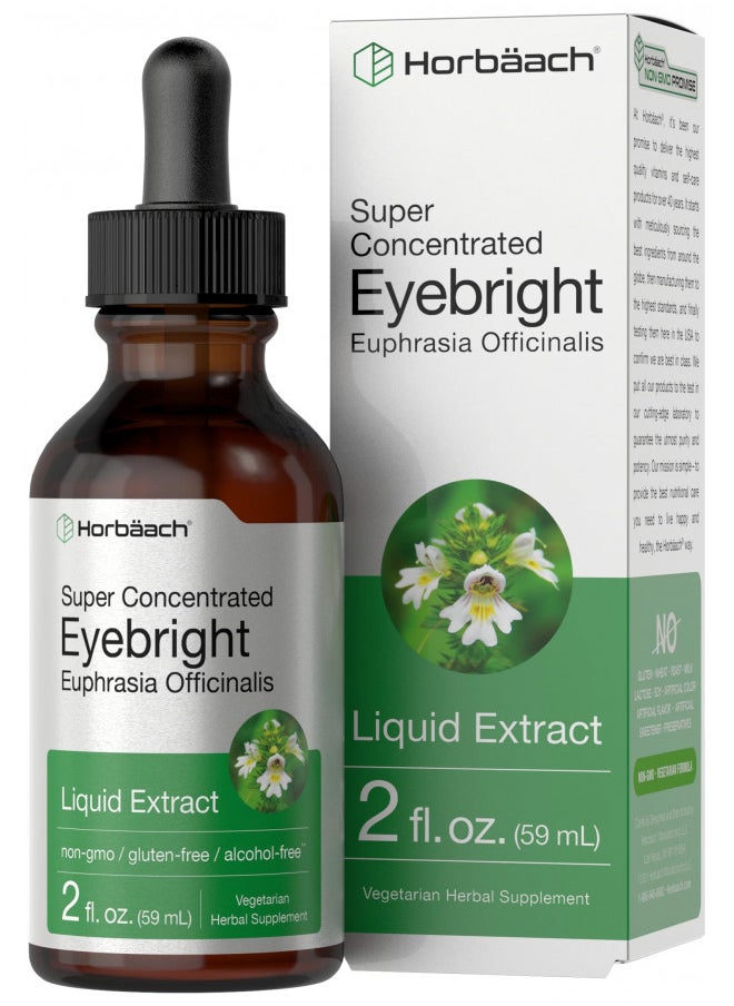 Eyebright Herb Tincture | 2 fl oz | Alcohol Free | Super Concentrated Liquid Drops | Vegetarain, Non-GMO, Gluten Free | by Horbaach