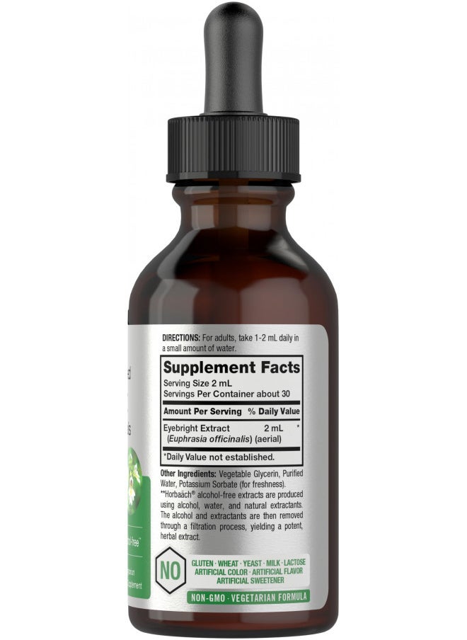 Eyebright Herb Tincture | 2 fl oz | Alcohol Free | Super Concentrated Liquid Drops | Vegetarain, Non-GMO, Gluten Free | by Horbaach