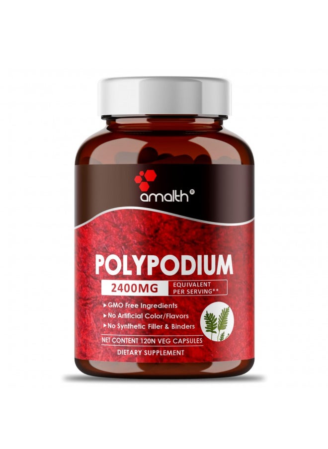 AMALTH Polypodium Leucotomos Extract 2400mg Per Day Supports Natural Healthy Skin -Antioxidant Supplements -120 Capsules (Vegetarian, Non-GMO & Gluten Free)