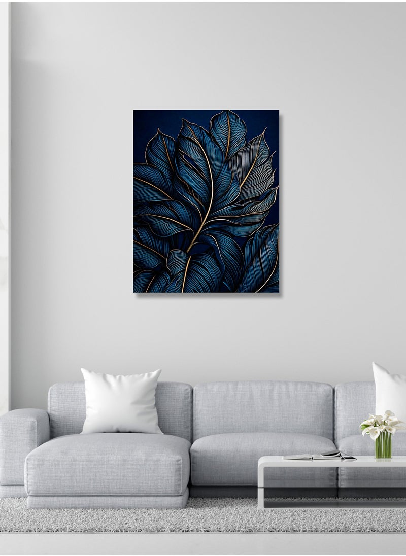 Printed Leaf Pattern Canvas Artwork on Cotton Canvas with Wooden Stretcher – Wall Mount Friendly, Includes Hooks and Screws, Available in Sizes: 40x40, 60x40, 80x60, 80x120, 100x100, 100x150