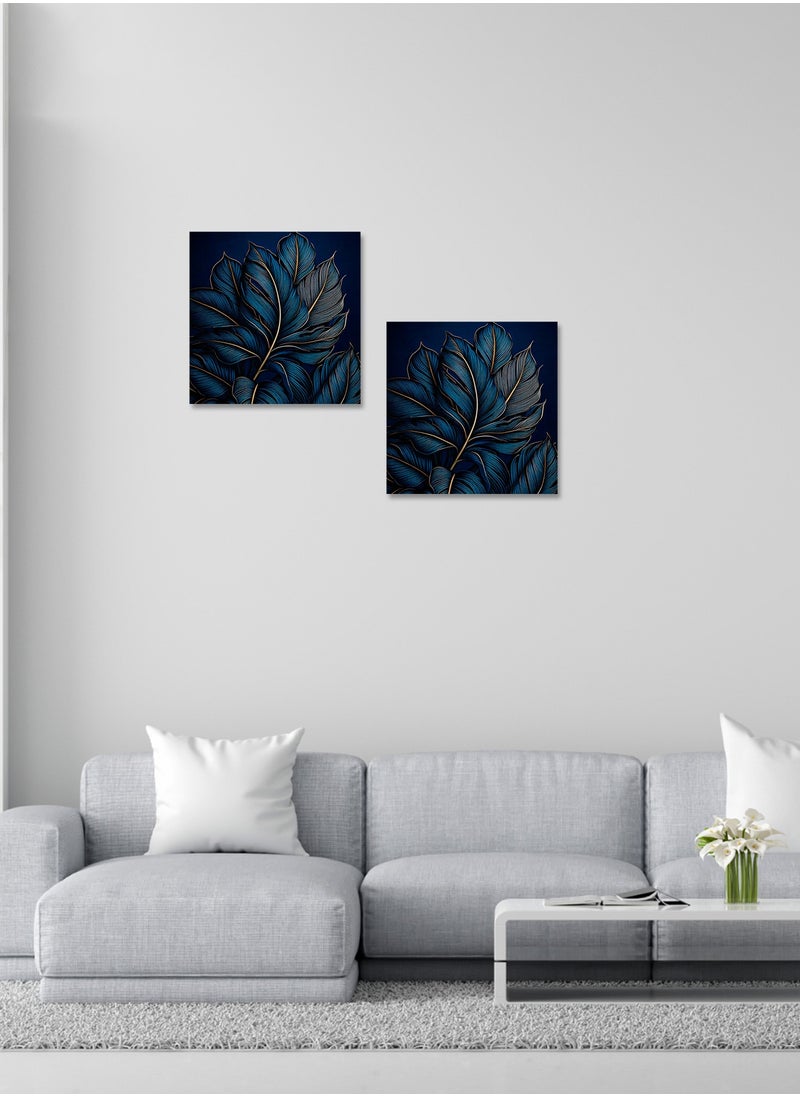 Printed Leaf Pattern Canvas Artwork on Cotton Canvas with Wooden Stretcher – Wall Mount Friendly, Includes Hooks and Screws, Available in Sizes: 40x40, 60x40, 80x60, 80x120, 100x100, 100x150