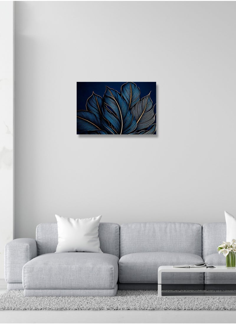 Printed Leaf Pattern Canvas Artwork on Cotton Canvas with Wooden Stretcher – Wall Mount Friendly, Includes Hooks and Screws, Available in Sizes: 40x40, 60x40, 80x60, 80x120, 100x100, 100x150