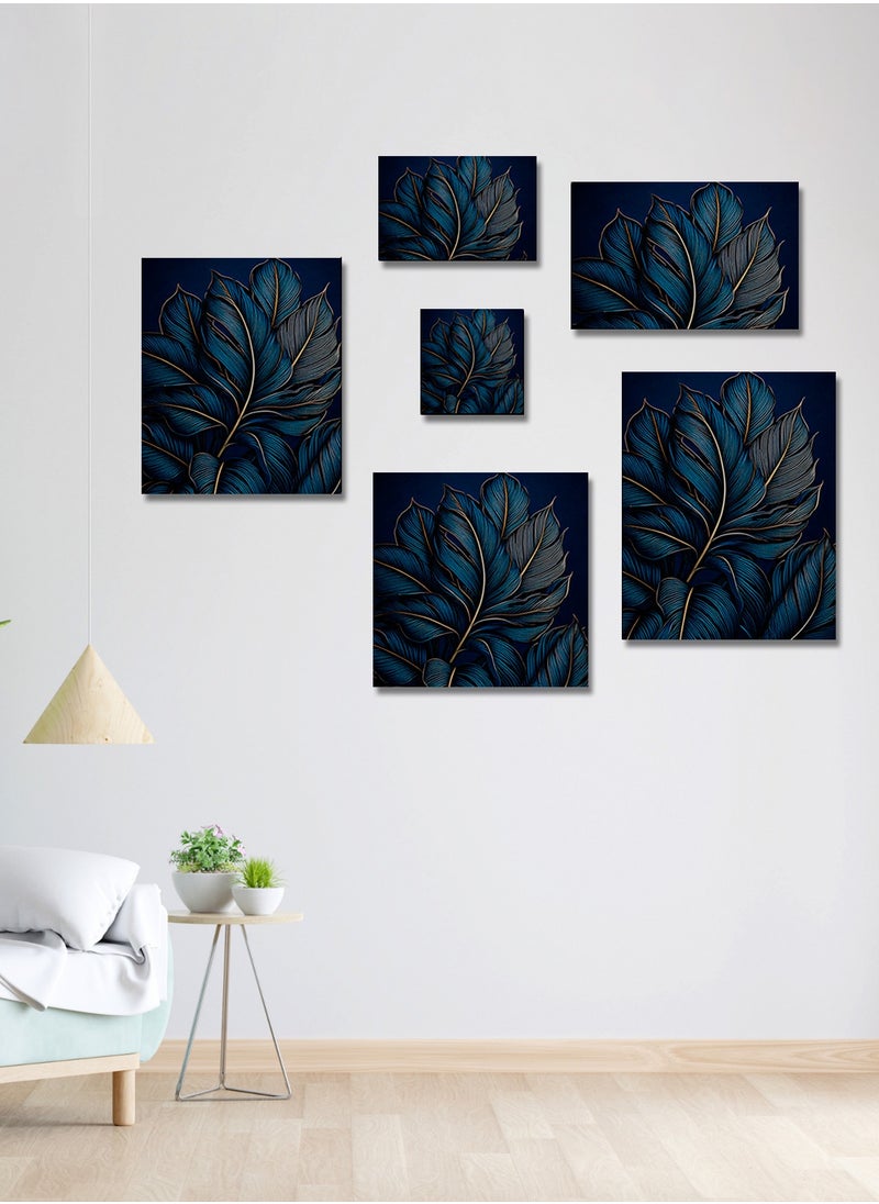 Printed Leaf Pattern Canvas Artwork on Cotton Canvas with Wooden Stretcher – Wall Mount Friendly, Includes Hooks and Screws, Available in Sizes: 40x40, 60x40, 80x60, 80x120, 100x100, 100x150