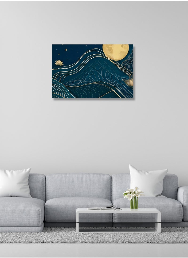 Line Canvas Artwork on Cotton Canvas with Wooden Stretcher – Wall Mount Friendly, Includes Hooks and Screws, Available in Sizes: 40x40, 60x40, 80x60, 80x120, 100x100, 100x150