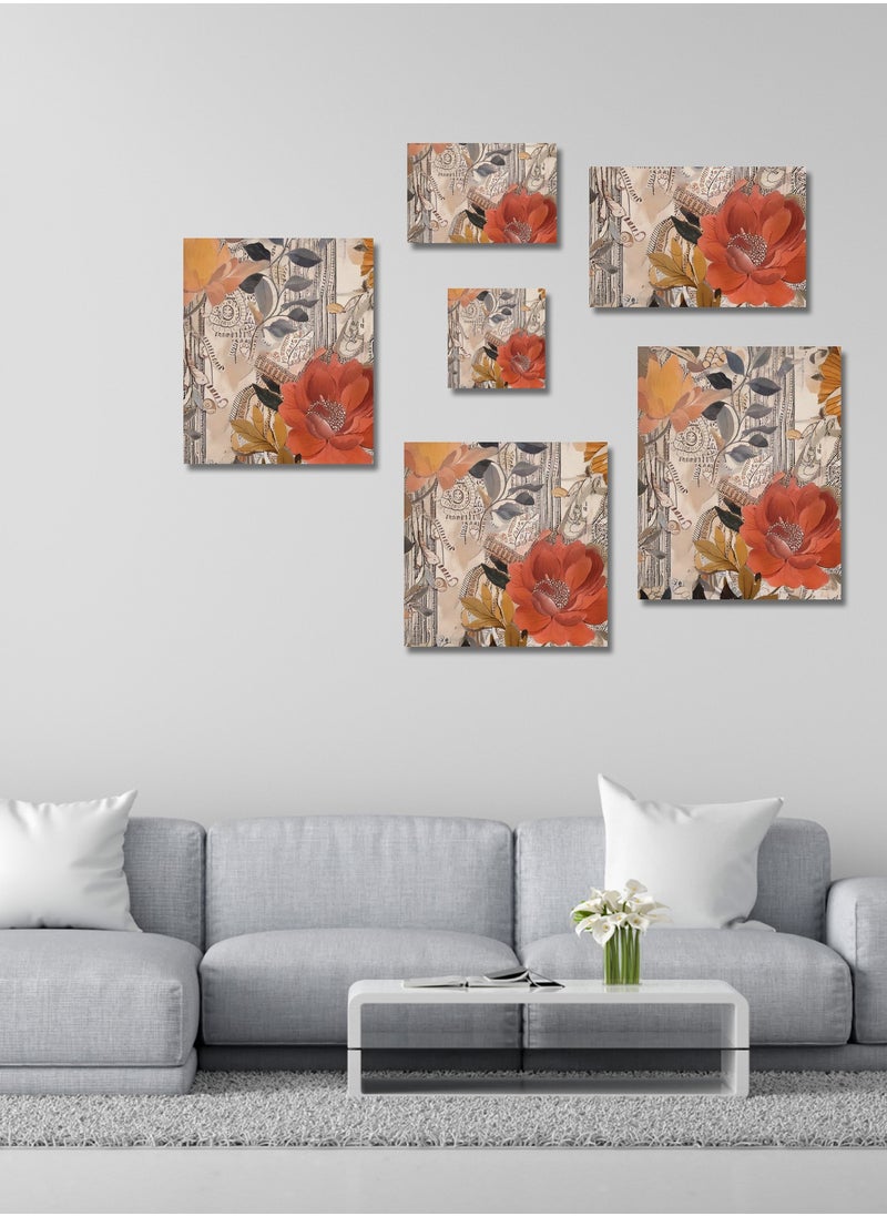 Printed Floral Abstract Canvas Artwork on Cotton Canvas with Wooden Stretcher – Wall Mount Friendly, Includes Hooks and Screws, Available in Sizes: 40x40, 60x40, 80x60, 80x120, 100x100, 100x150