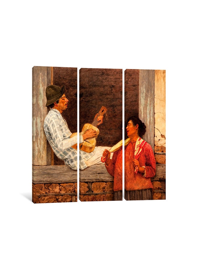 3-Piece The Guitar Player 2 Canvas Painting Set Multicolour 150x150x3.5cm