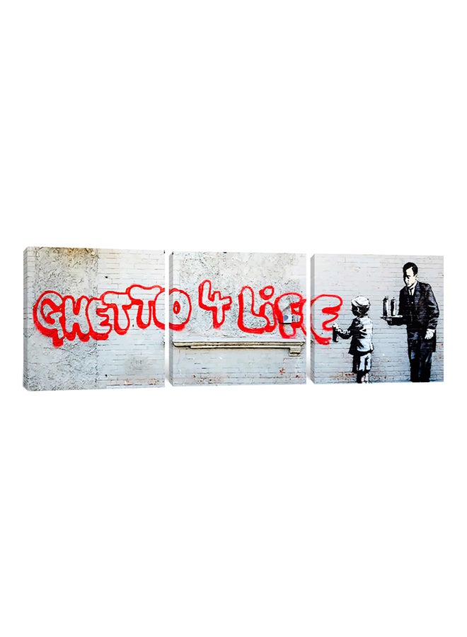 3-Piece Canvas Print Banksy Ghetto 4 Life Wall Art Multicolour 150 x 50 x 3.5cm