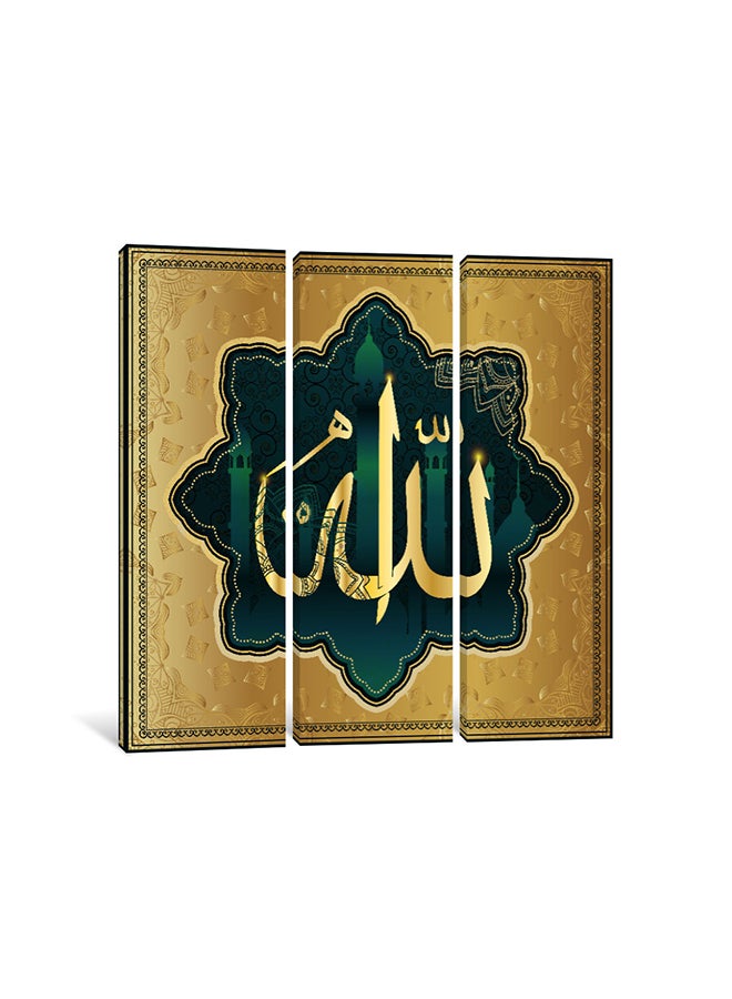 3-Piece Allah Jalla Jala Laho Islamic Canvas Painting Set Multicolour 150x150x3.5cm