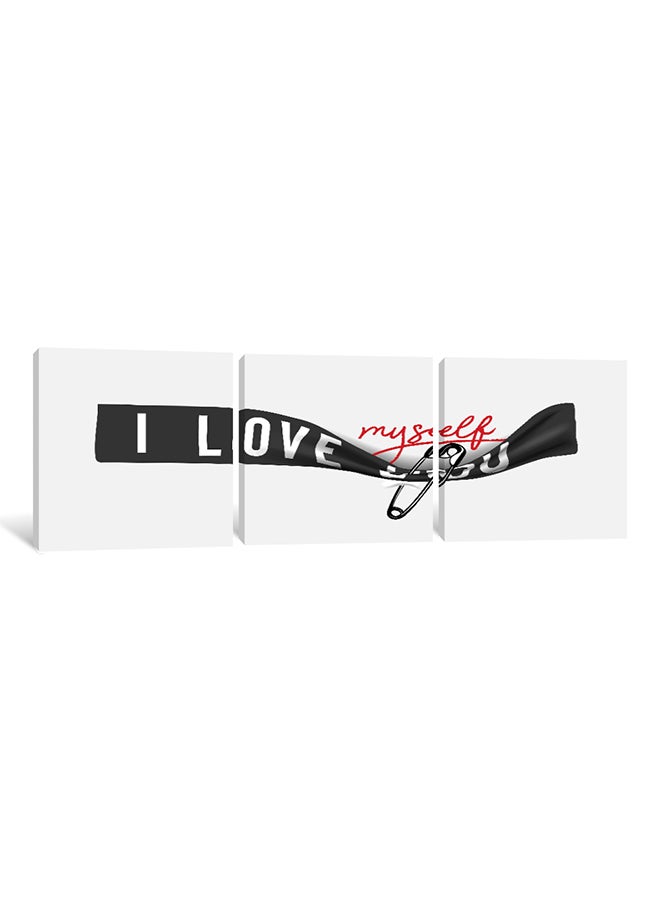 3-Piece Love Zippers Canvas Painting Set Multicolour 150x50x3.5cm