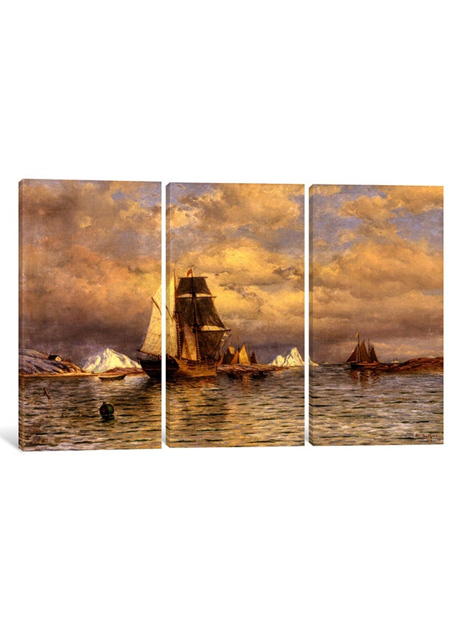 3-Piece Canvas Print Looking Out Of Battle Harbor 2 Wall Art Multicolour 150 x 100 x 3.5cm