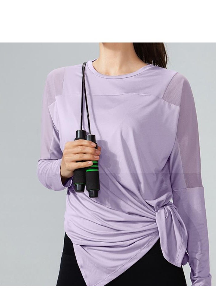 Women's Mesh Running Sports T-Shirt Long Sleeved Loose Yoga Clothes Quick Drying Clothes