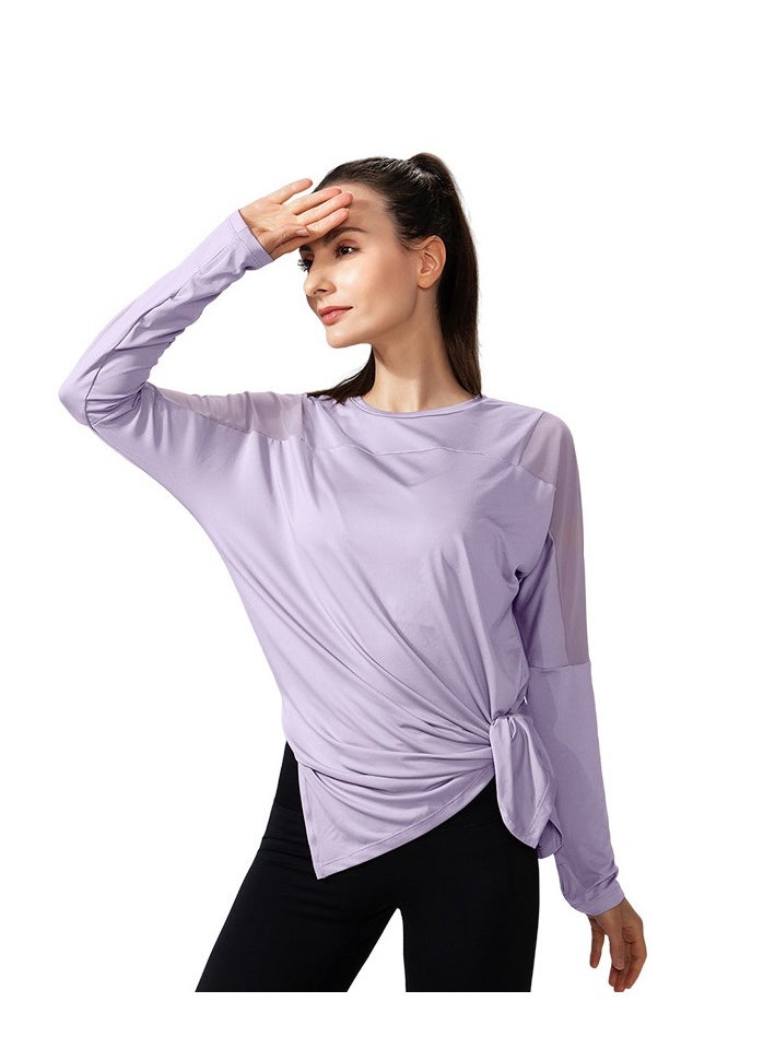 Women's Mesh Running Sports T-Shirt Long Sleeved Loose Yoga Clothes Quick Drying Clothes