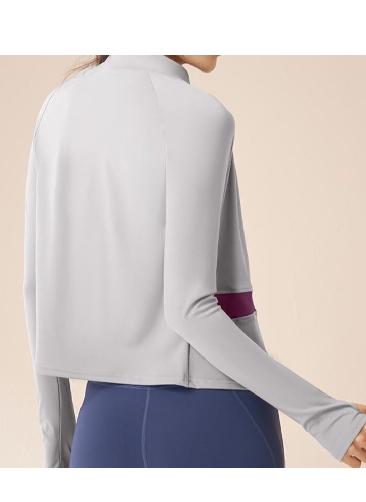 Female Color Blocked High Neck Slimming And Elongated Yoga Suit