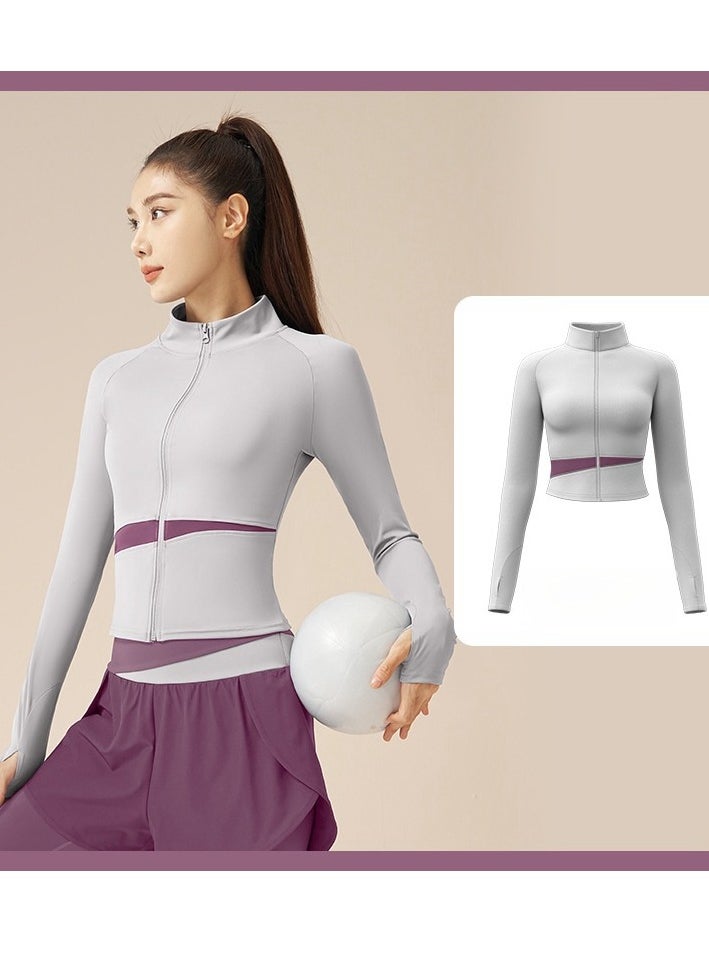 Female Color Blocked High Neck Slimming And Elongated Yoga Suit