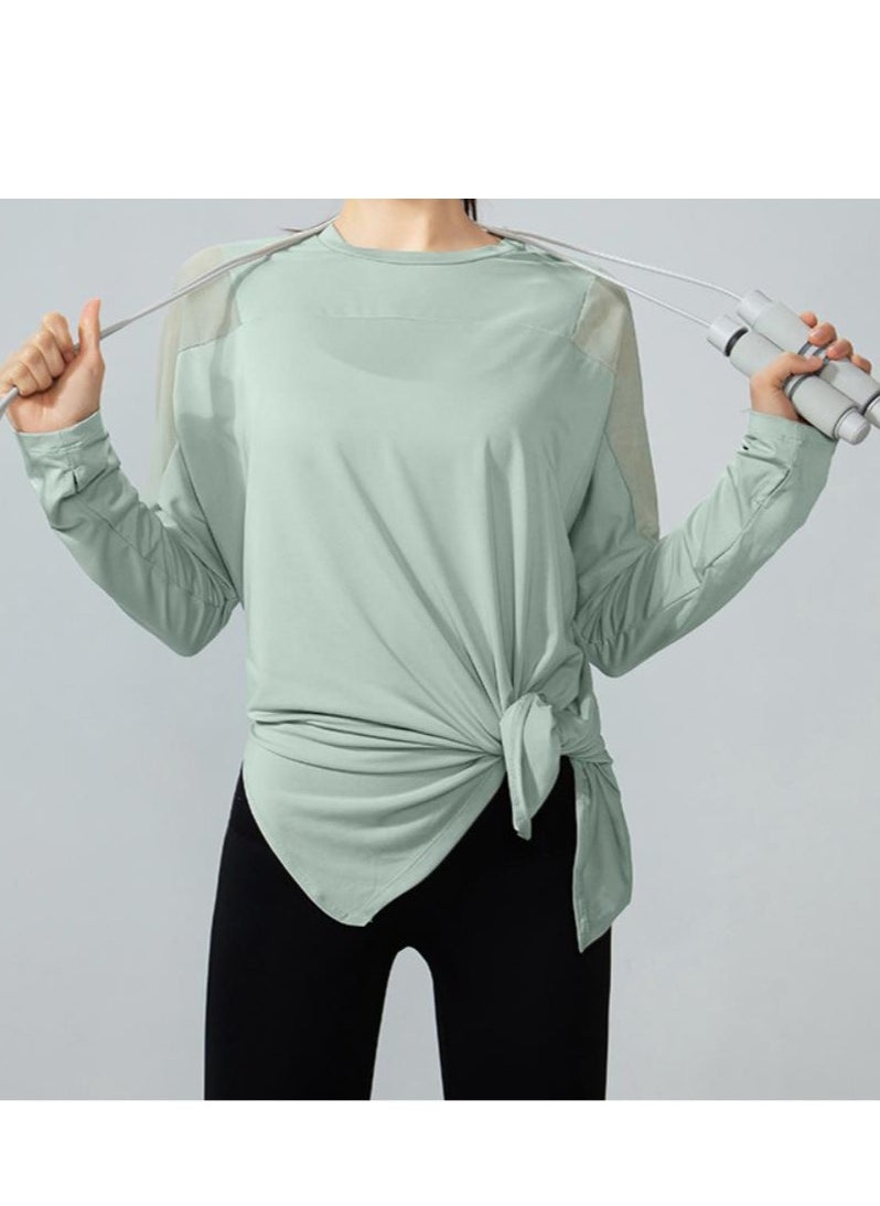 Women's Mesh Running Sports T-Shirt Long Sleeved Loose Yoga Clothes Quick Drying Clothes