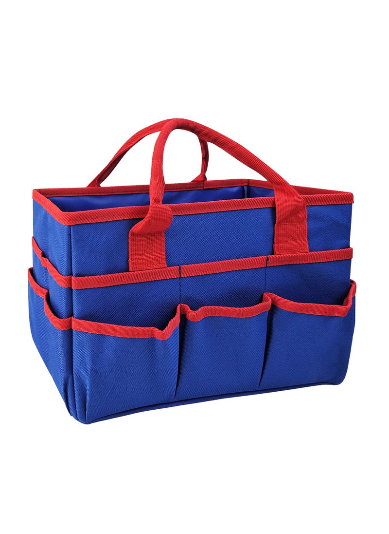 1 x 5 pcs Multi-Pocket Storage Bag for Toys and Crafts Blue Red