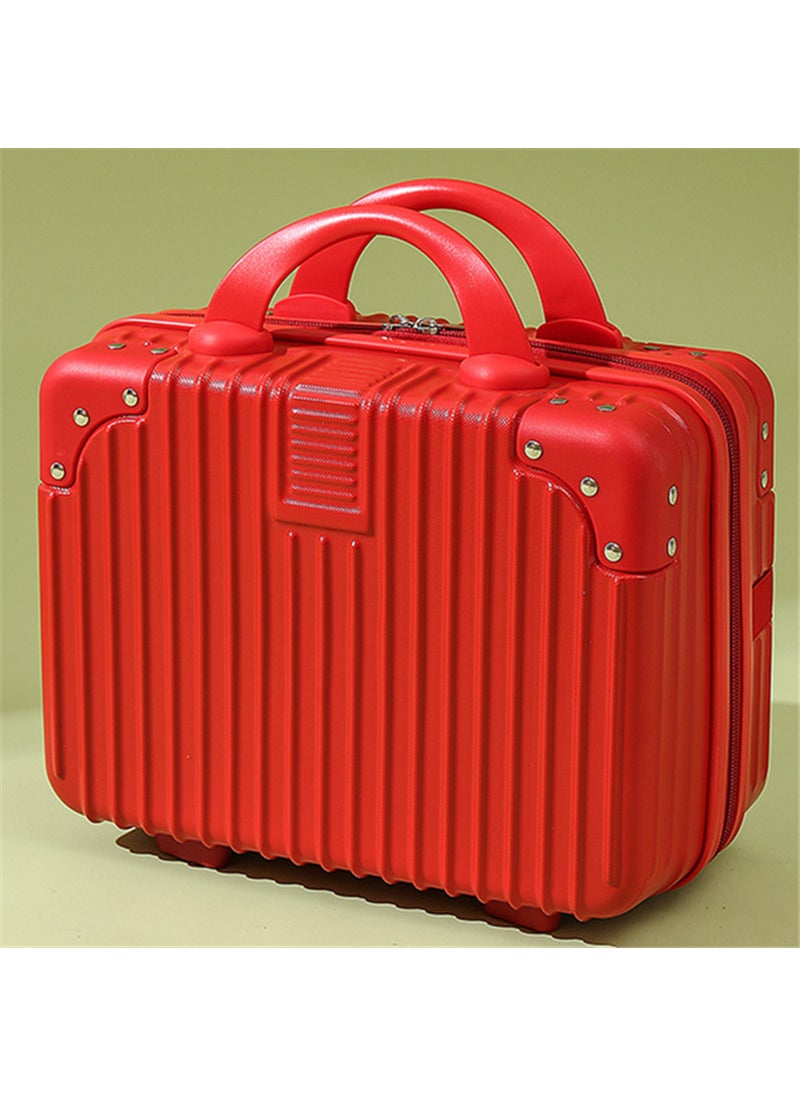 Vintage Mini Luggage Box 16in with Lock Bright red