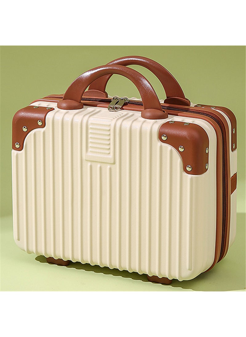 Vintage Mini Luggage Box 16in with Lock Creamy-white