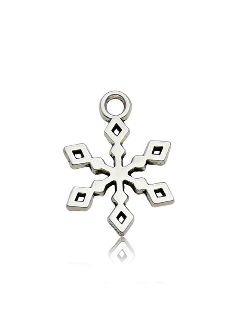 DIY Vintage Alloy Christmas Pendants 13882-ancient silver snowflake 15 × 19mm0.7g