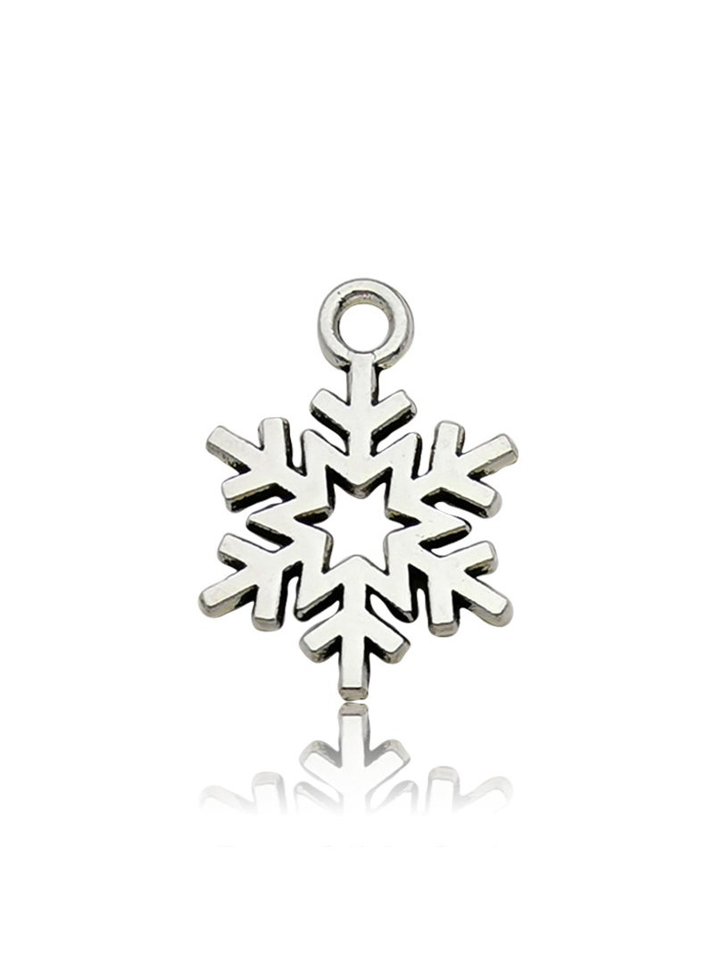 DIY Vintage Alloy Christmas Pendants 13884-ancient silver snowflake 14 × 19mm0.8g