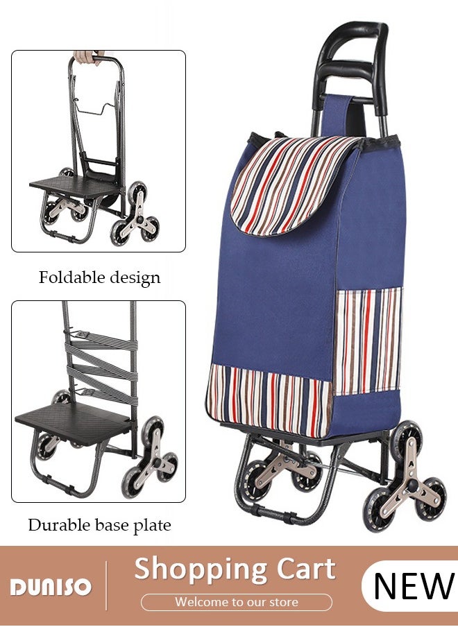 Household Shopping Cart, Foldable Trolley Bag with Rolling Wheels, Elderly Shopping Bag Grocery Foldable Cart, Shopping Trolley Grocery Carts, Household Elderly Shopping Cart