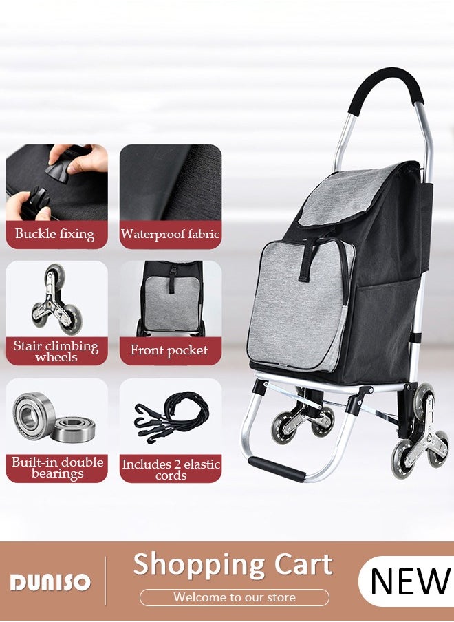 Household Shopping Cart, Foldable Trolley Bag with Rolling Wheels,Elderly Shopping Bag Grocery Foldable Cart, Waterproof Shopping Trolley Grocery Carts,Suit for Luggage,Personal,Travel,Auto,Moving and Office Use