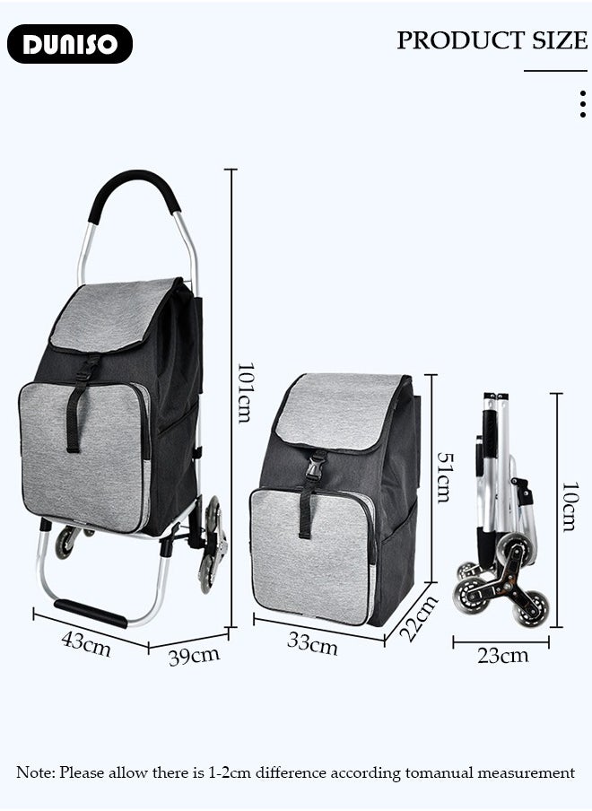 Household Shopping Cart, Foldable Trolley Bag with Rolling Wheels,Elderly Shopping Bag Grocery Foldable Cart, Waterproof Shopping Trolley Grocery Carts,Suit for Luggage,Personal,Travel,Auto,Moving and Office Use