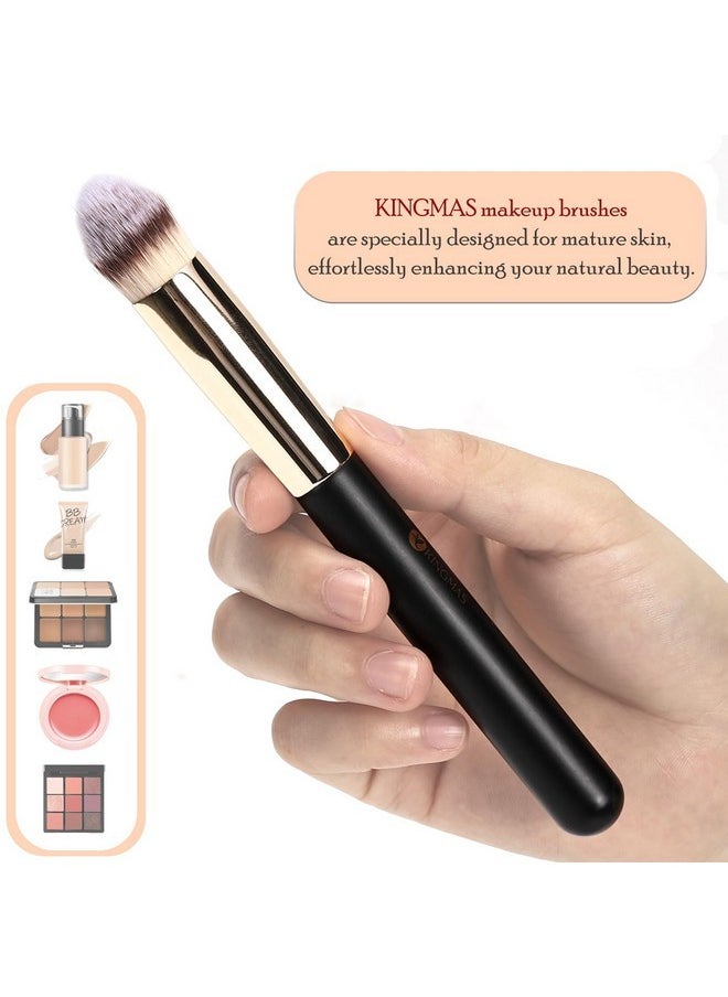 Concealer Brush, Round Top Kabuki Brush Under Eye Nose Contour Makeup Brush For Concealing Blending Setting Buffing Powder Liquid Cream Cosmetic Foundation Brush