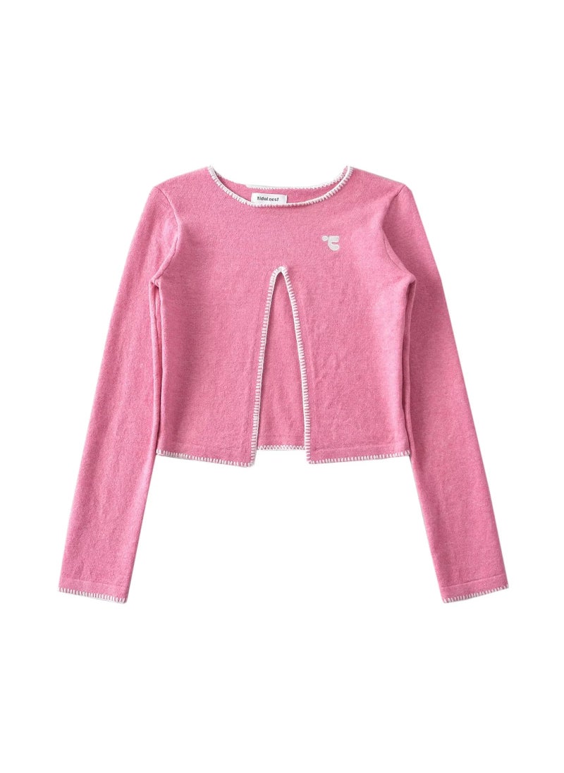 1 x 5 pcs Sweet Round Neck Knit Sweater Pink