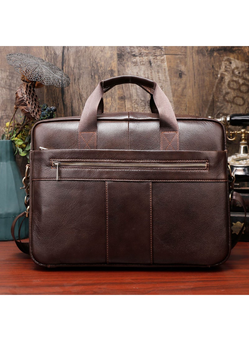 Mens Vintage Leather Briefcase Business Computer Bag Brown