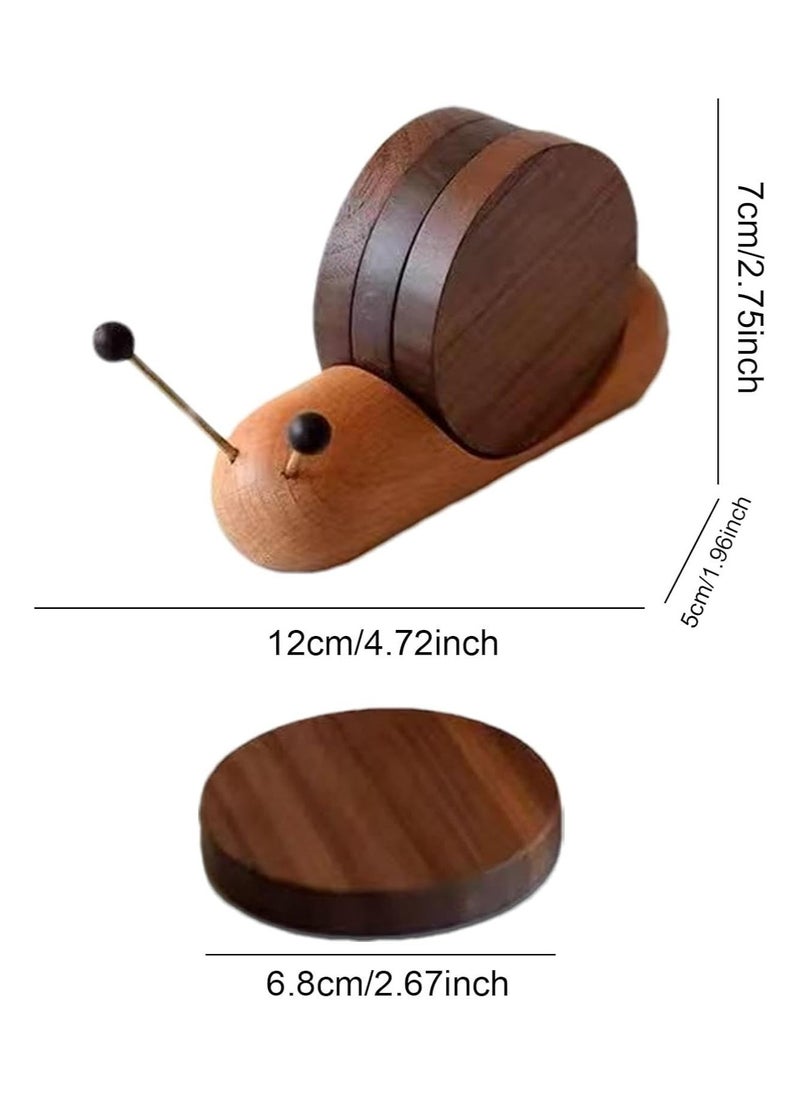 Round Snail Shaped Wooden Coasters for Dining Table, Desk, Living Room