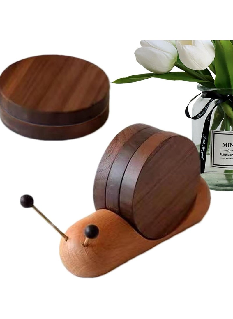 Round Snail Shaped Wooden Coasters for Dining Table, Desk, Living Room