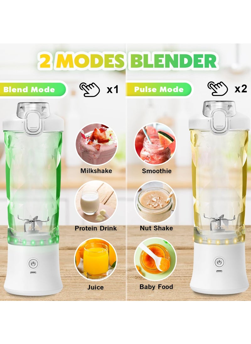 Portable Personal Blender for Shakes & Smoothies - 20 OZ USB-C Rechargeable Juicer with 6 Blades, Travel Lid, Electric Protein Shaker for Kitchen, Office, Gym