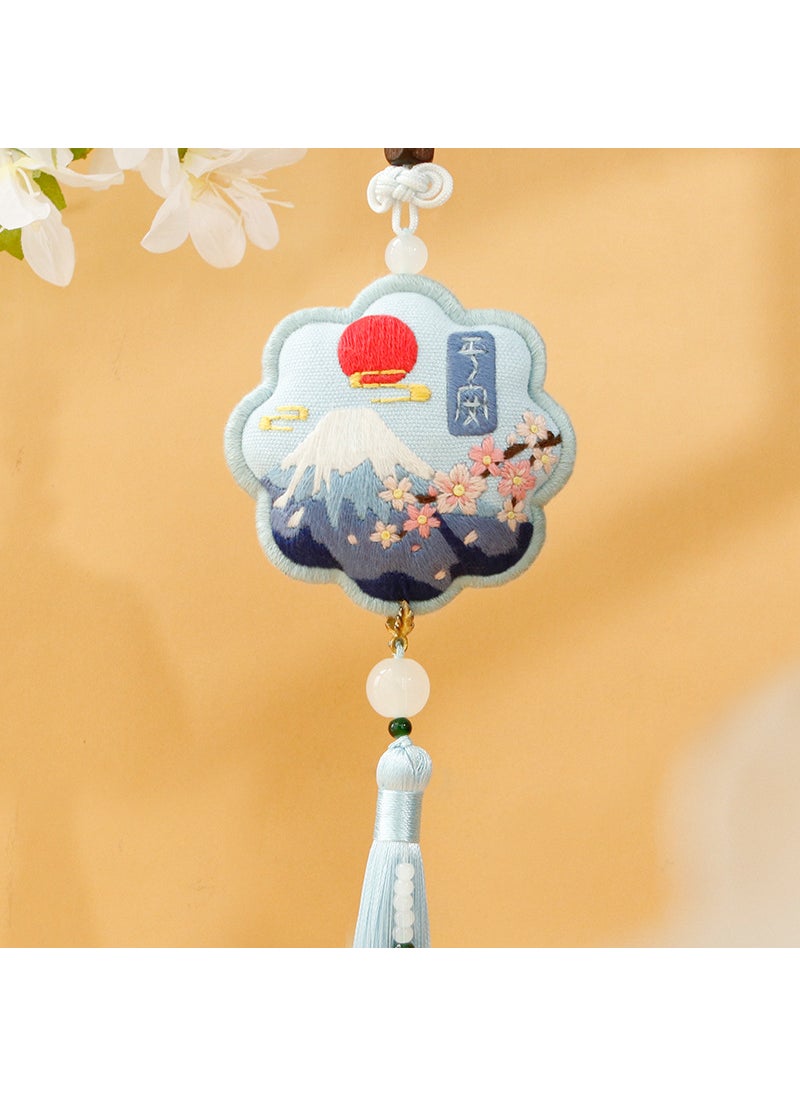 DIY Embroidery Kit Couples Amulet Sachet Material A641-W snow Cherry safe sachet light blue [no embroidery stretch]]