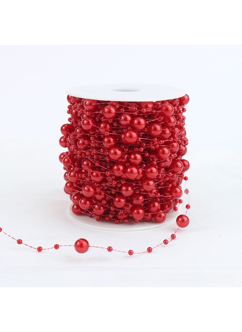 30M ABS Imitation Pearl Bead Garland Wedding Decor Red 30 m