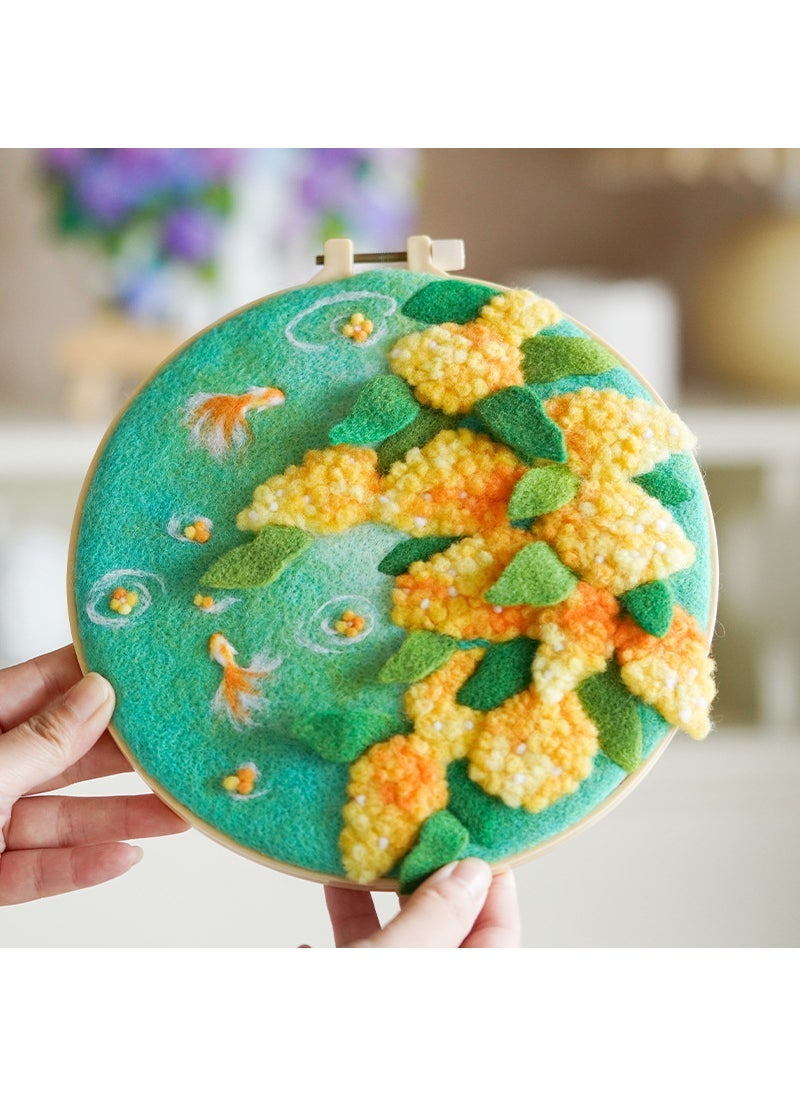 Wool Felting DIY Frame Kit Love Gift W440 osmanthus goldfish-non-finished (including embroidered)