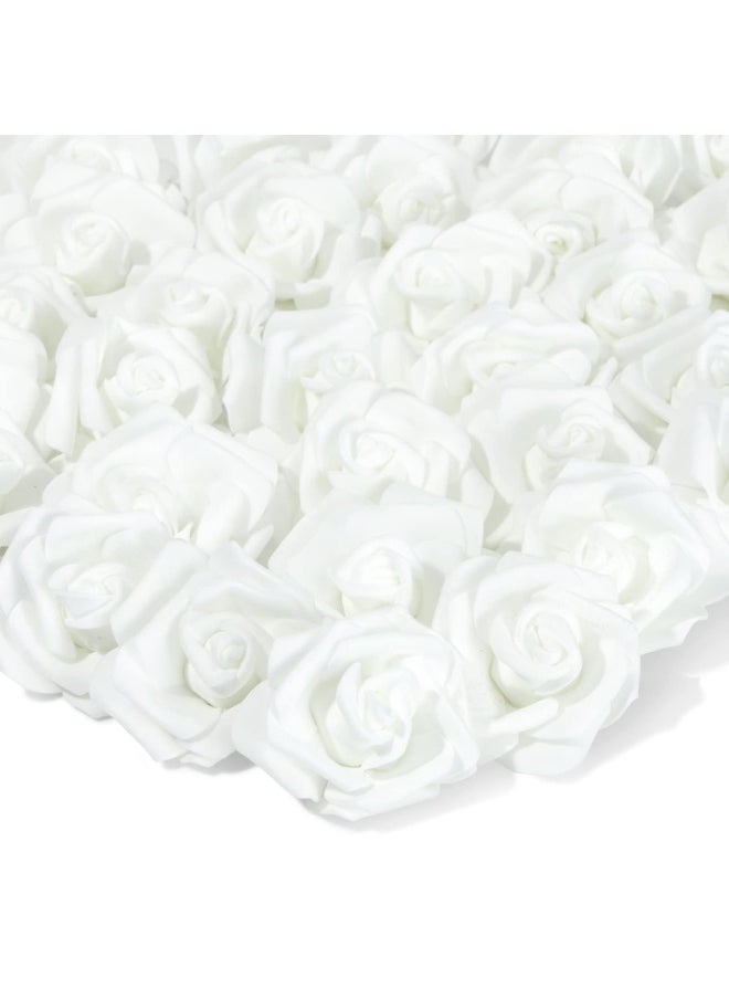 100 Pack White Roses Artificial Flowers Stemless Fake Foam Flowers For Decorations Wedding Bridal Shower 3 In