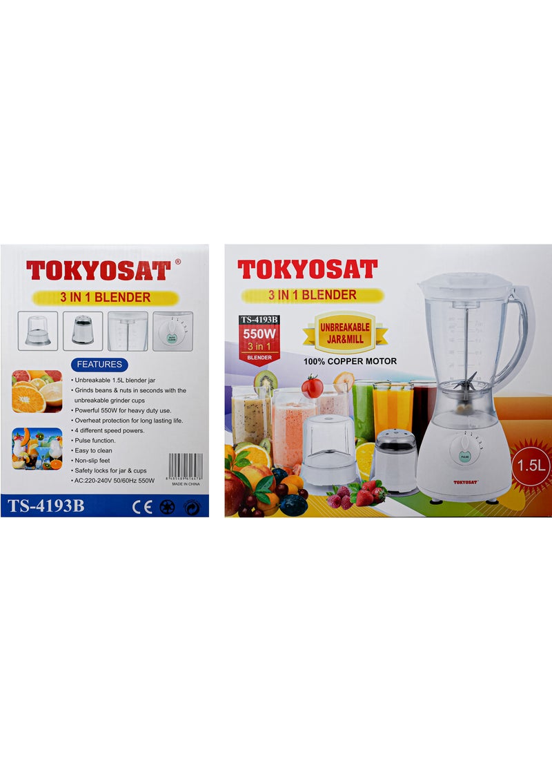 TOKYOSAT BLENDER & JUICER 3 IN 1, 550 W