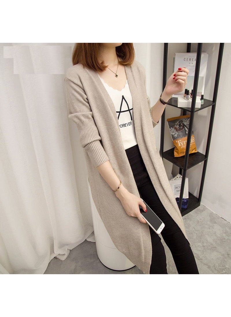 1 x 5 pcs Korean Style Loose Knit Cardigan Womens Mid-Length Spring Autumn Coat Red