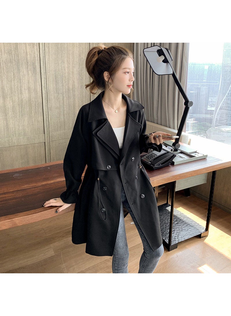 1 x 5 pcs Trendy Loose Long Womens Outerwear Black