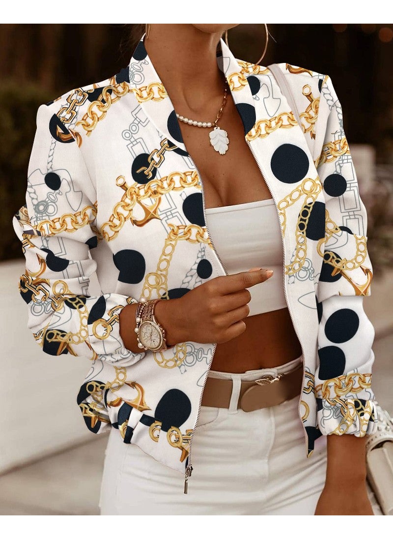 1 x 5 pcs Zip Detail Long Sleeve Cardigan Yellow chain on white background