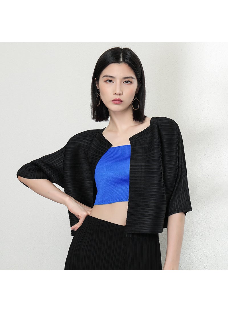 2024 Miyake Fashion Casual Cardigan for Women Blue