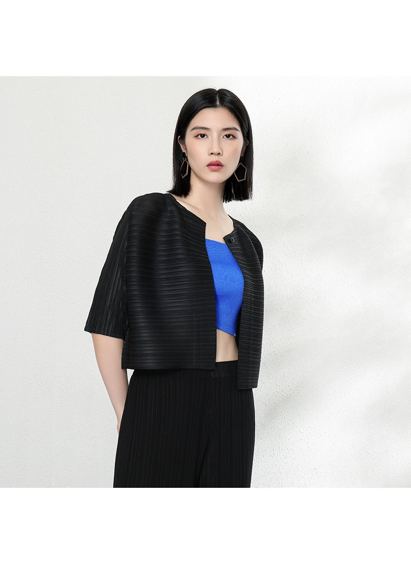 2024 Miyake Fashion Casual Cardigan for Women Blue